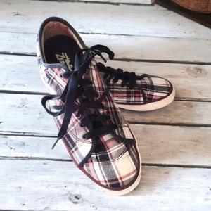Zealand Plaid Fabric Sneakers Womens Size 8 Academia Lace Up Casual